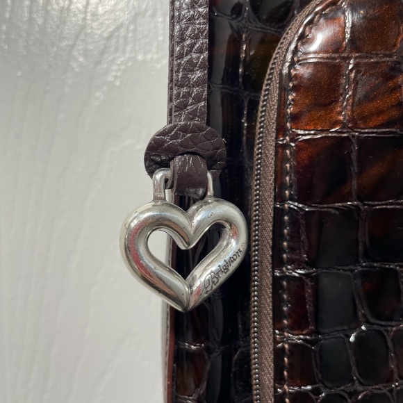 Brighton Brown Shoulder Bag with Crocodile Texture - Picture 6 of 11